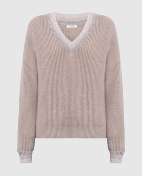 Peserico Коричневый пуловер из шерсти, шелка и кашемира. S99023F079190A