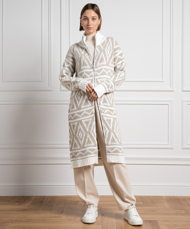 MooRER Tea-GEW beige cardigan with jacquard pattern TEAGEW image 3