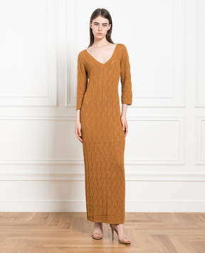 Twinset Коричнева сукня з фактурним візерунком 232TP3480