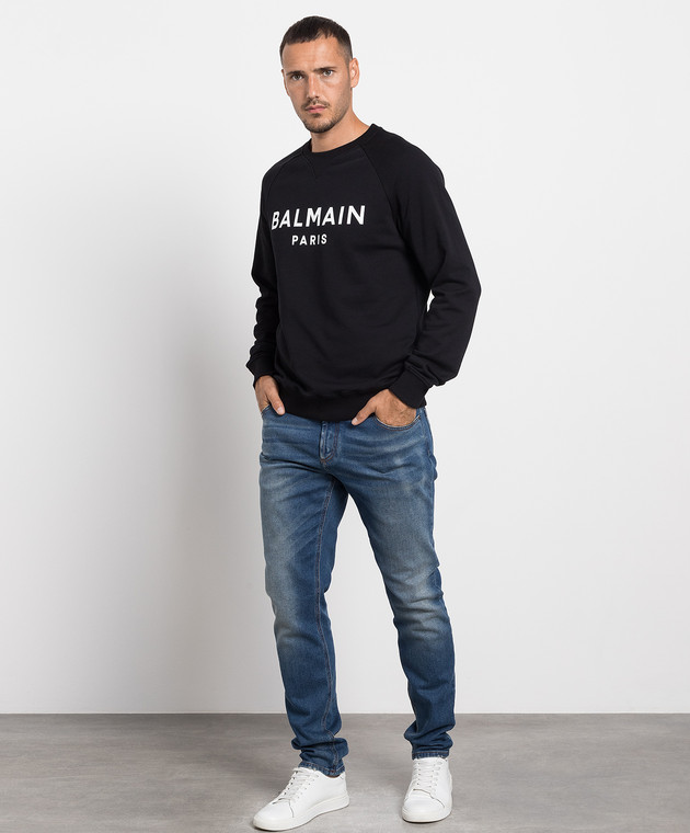 Balmain Blue slim jeans with a distressed effect BH1MG000DD64 image 2