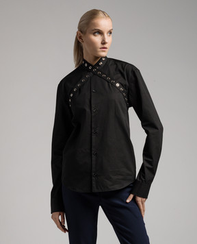 Off-White Чорна сорочка з люверсами OWGE019F23FAB001