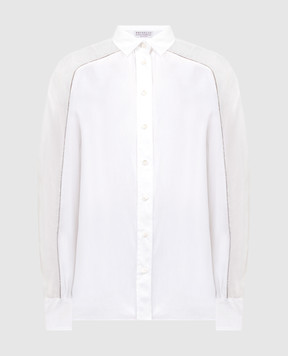 Brunello Cucinelli Белая блуза с цепочкой мониль M0091MI806