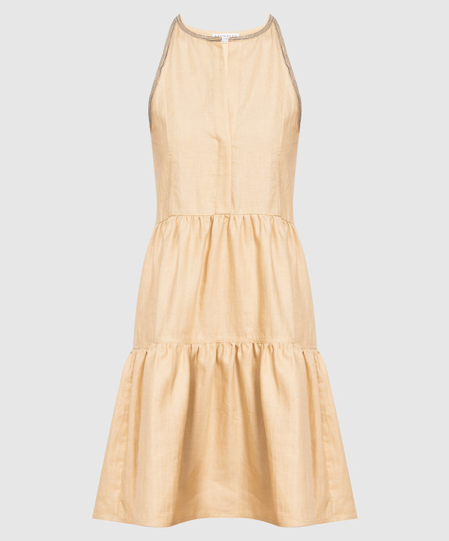 Brunello Cucinelli Жовта сукня міді з оборками та еколатунню MH135A4884