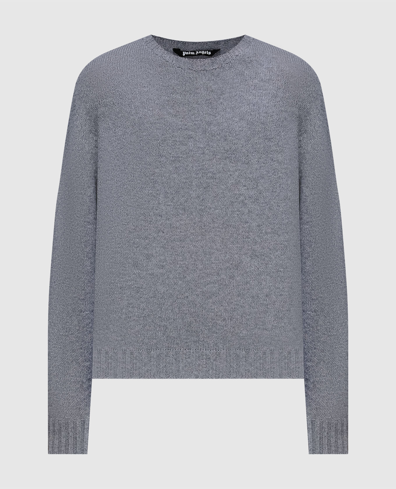 Gray wool sweater with logo embroidery