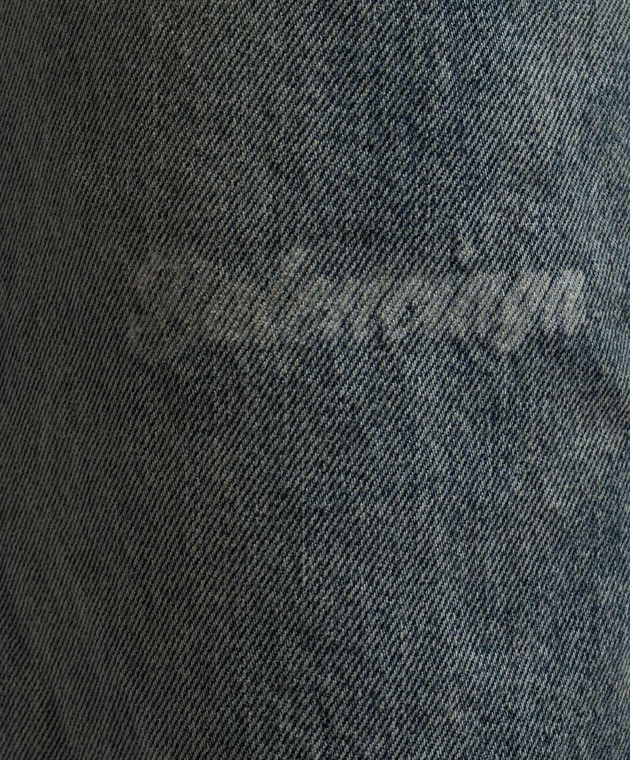 Balenciaga Синие джинсы с винтажным эффектом с логотипом 745094TNW01 изображение 5