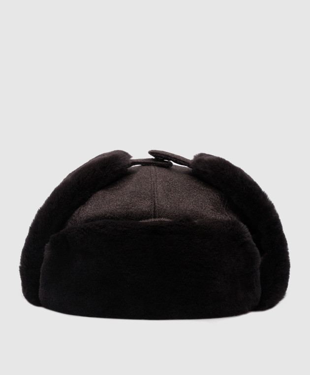 Enrico Mandelli Brown hat-ears made of cashmere with mink fur CAP5734816