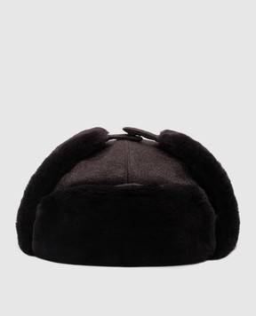 Enrico Mandelli Коричневая шапка-ушанка из кашемира с мехом норки CAP5734816