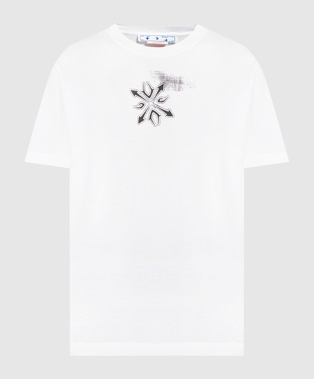 Off-White White Tribal Type T-shirt with contrast print OMAA027S22JER009