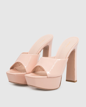 Le Silla Бежевые кожаные лакированные мюли Resort 9377Z100R1PPKAB