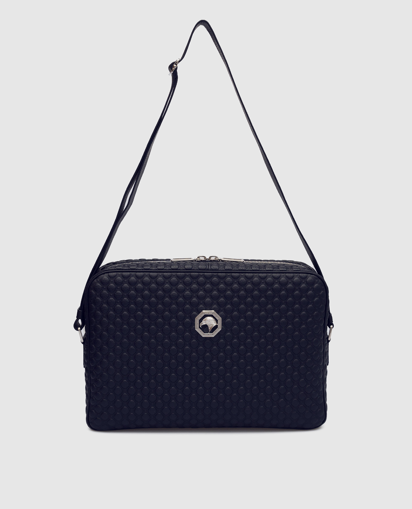 

Синяя кожаная сумка через плечо с тисненым узором Asia, Синий, Сумки через плечо