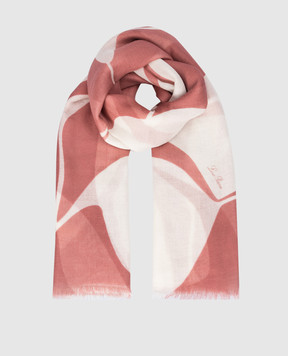 Loro Piana Розовый шарф из кашемира и шелка с принтом FAM0820