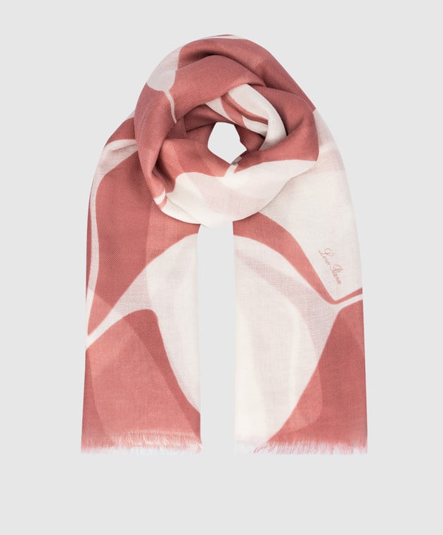 Loro Piana Рожевий шарф із кашеміру та шовку з принтом FAM0820