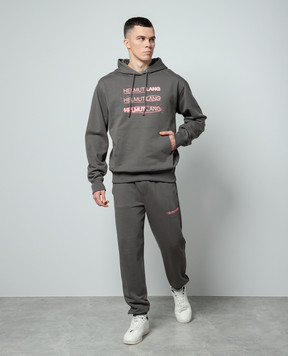 Helmut Lang Серые худи с принтом логотипа SPACE N09HM515