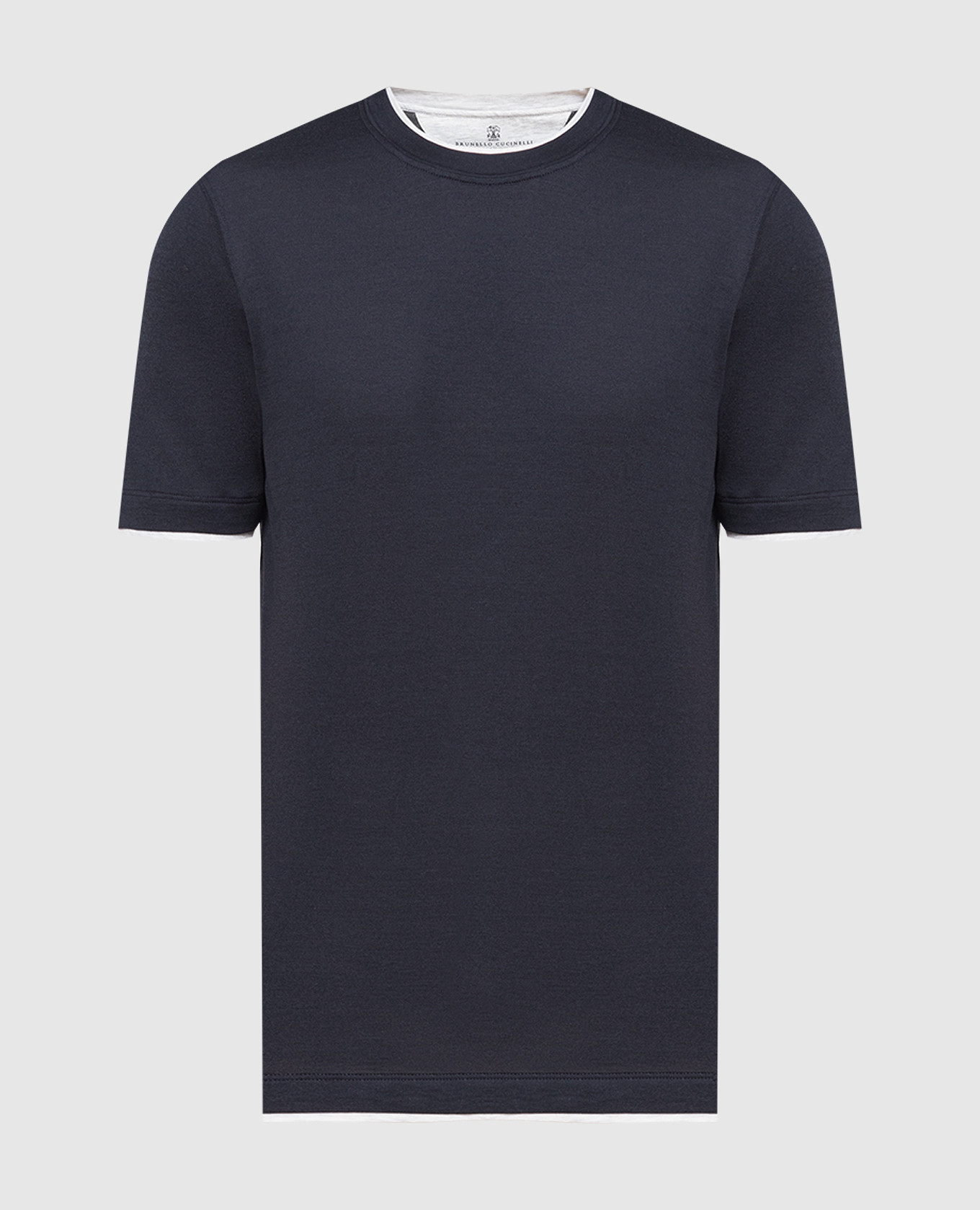 Темно-синяя футболка с эффектом наложения слоев