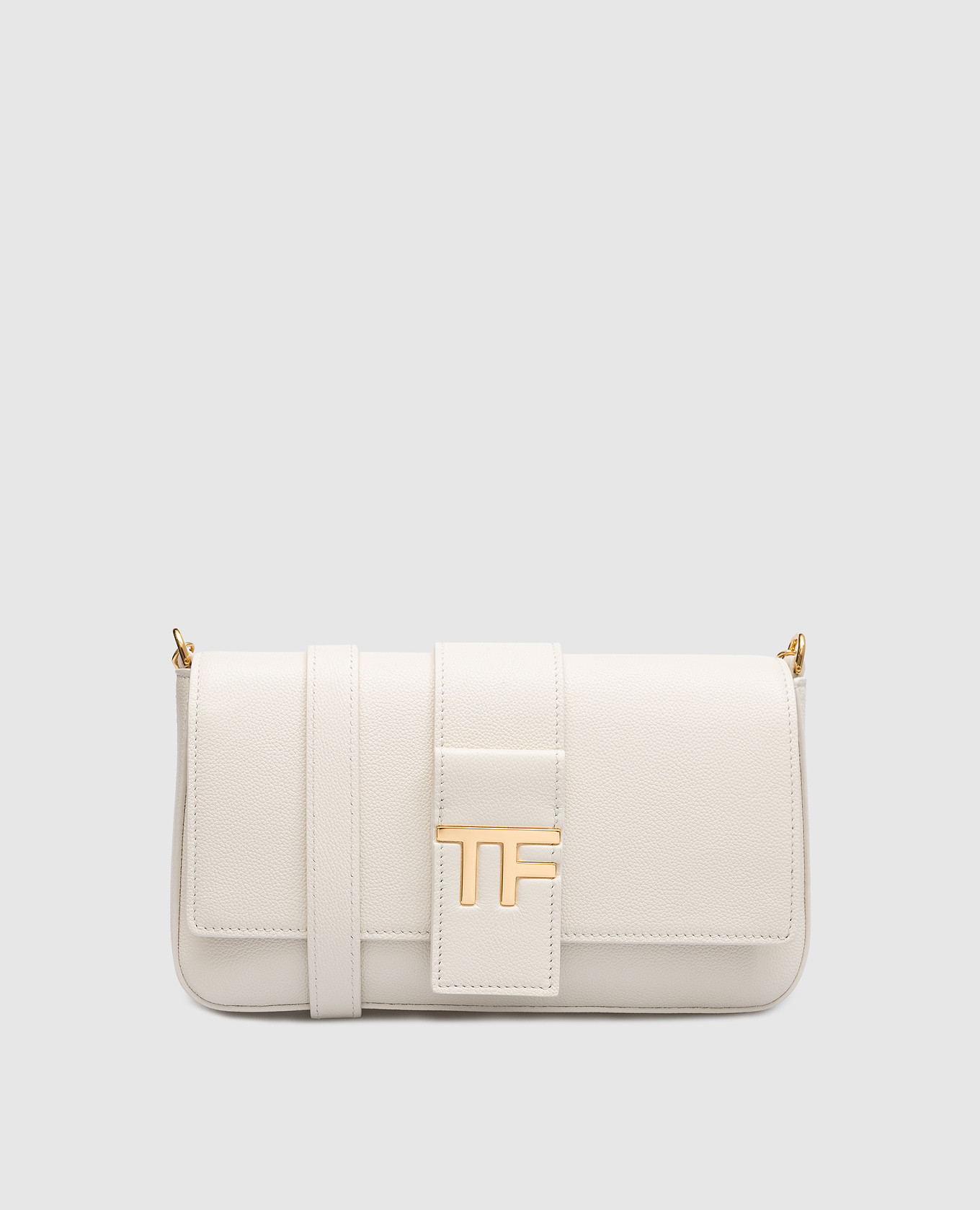 

Белая кожаная сумка-мессенджер с металлическим логотипом, Белый, Сумки-мессенджеры