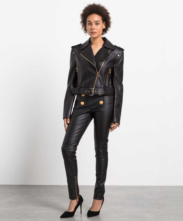 High-rise leather pants in black - Balmain