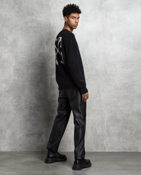 Off-White Черный свитер с контрастным логотипом OMHE170F23KNI001