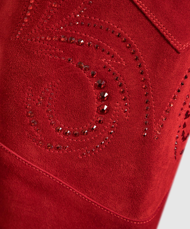 Paris Texas Holly Dakota red suede ankle boots with crystals PX961XVRCH image 5