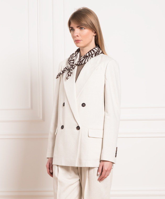 Brunello Cucinelli White double-breasted jacket with lurex ML1872431 изображение 3
