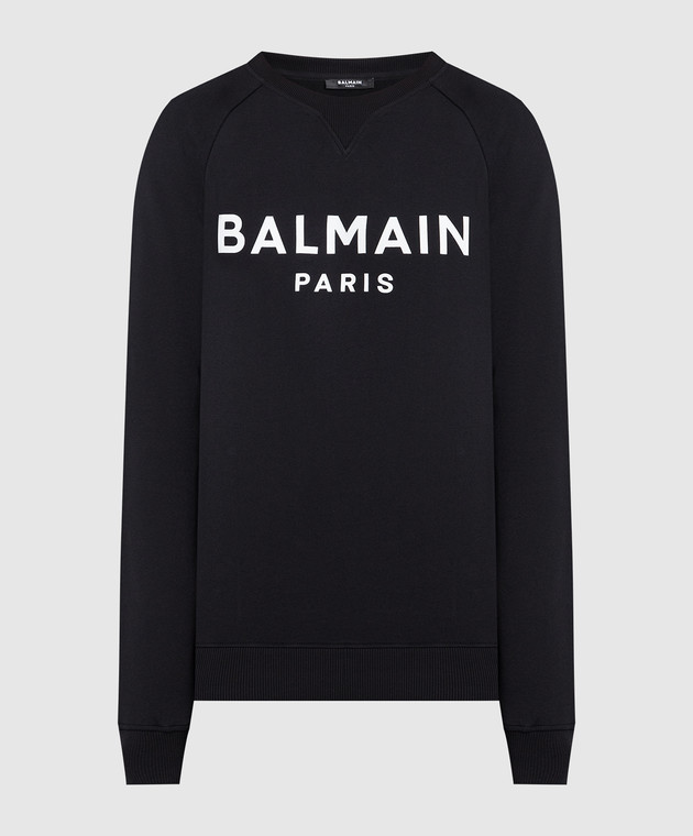 Balmain Black sweatshirt with logo print BH1JQ005BB65