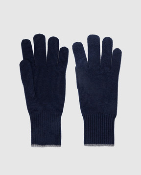 Brunello Cucinelli Темно-синие перчатки из кашемира M2293118