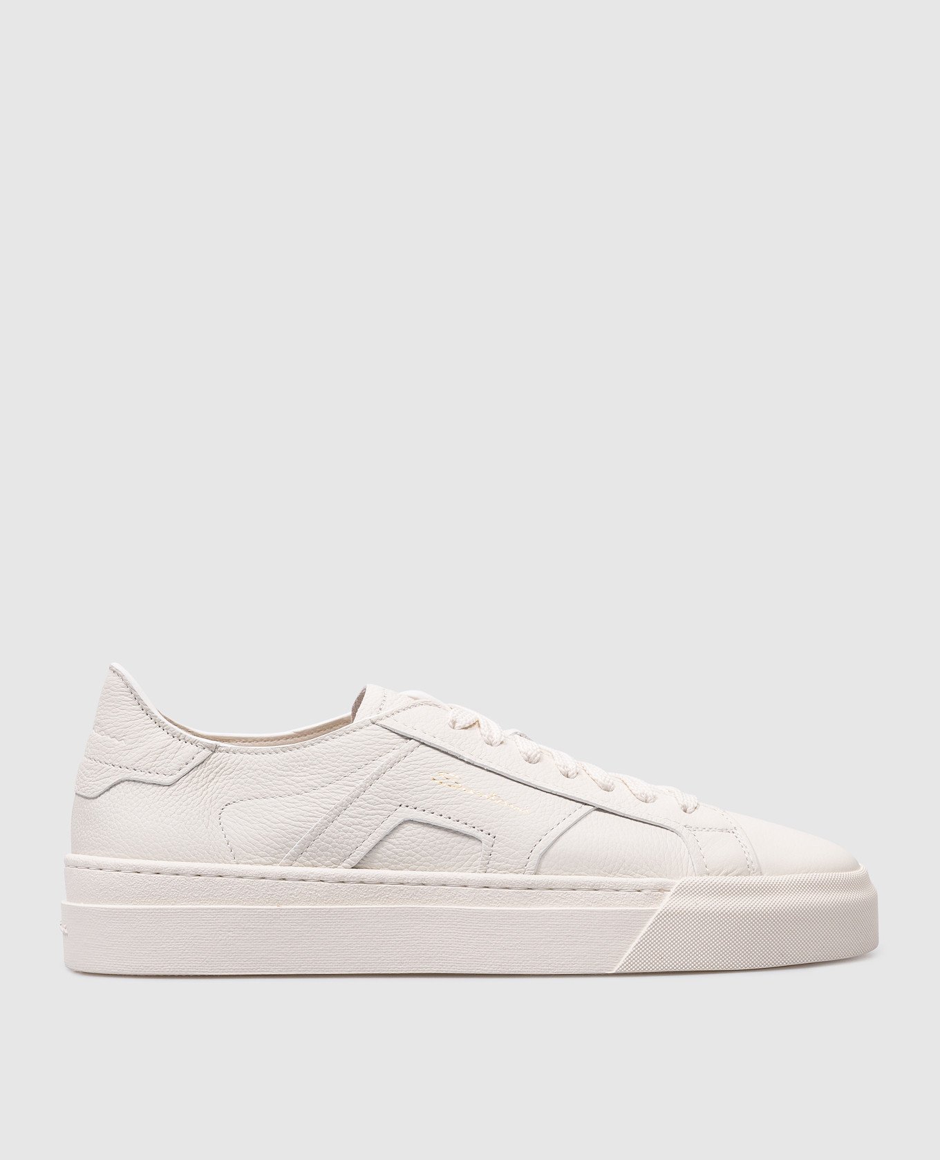Beige leather trainers with logo