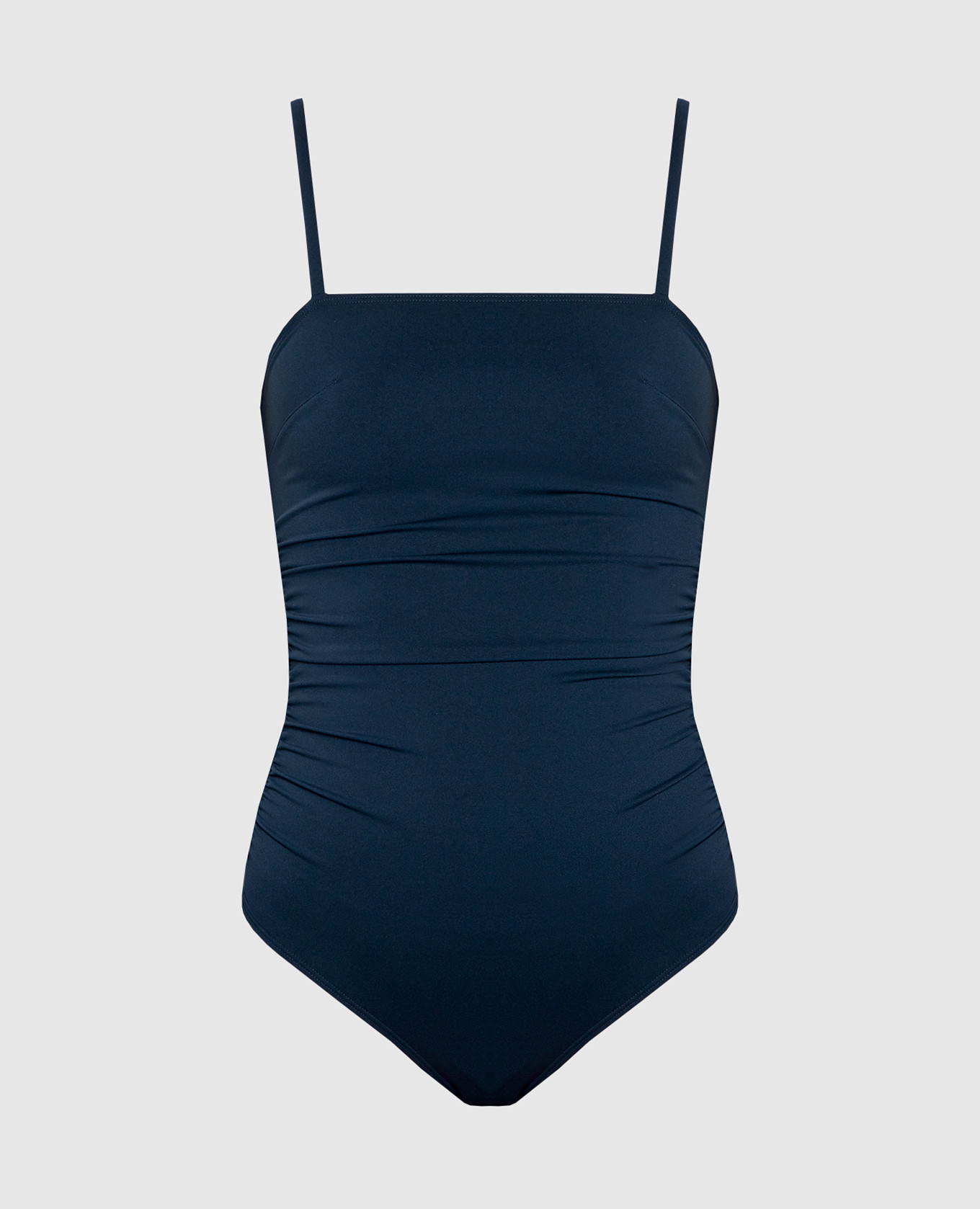 Blue swimsuit with drapery