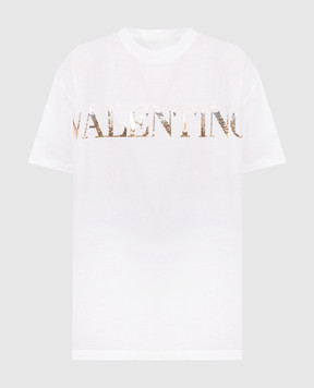 Valentino Белая футболка с логотипом из пайеток 1B3MG18W7DN