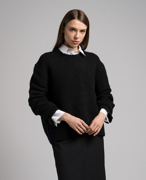 Helmut Lang Чорний светр з контрастним оздобленням N07HW703