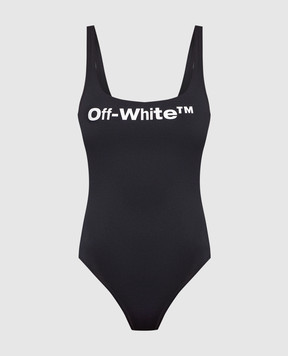 Off-White Чорний купальник з контрастним принтом логотип OWFA080F22JER001