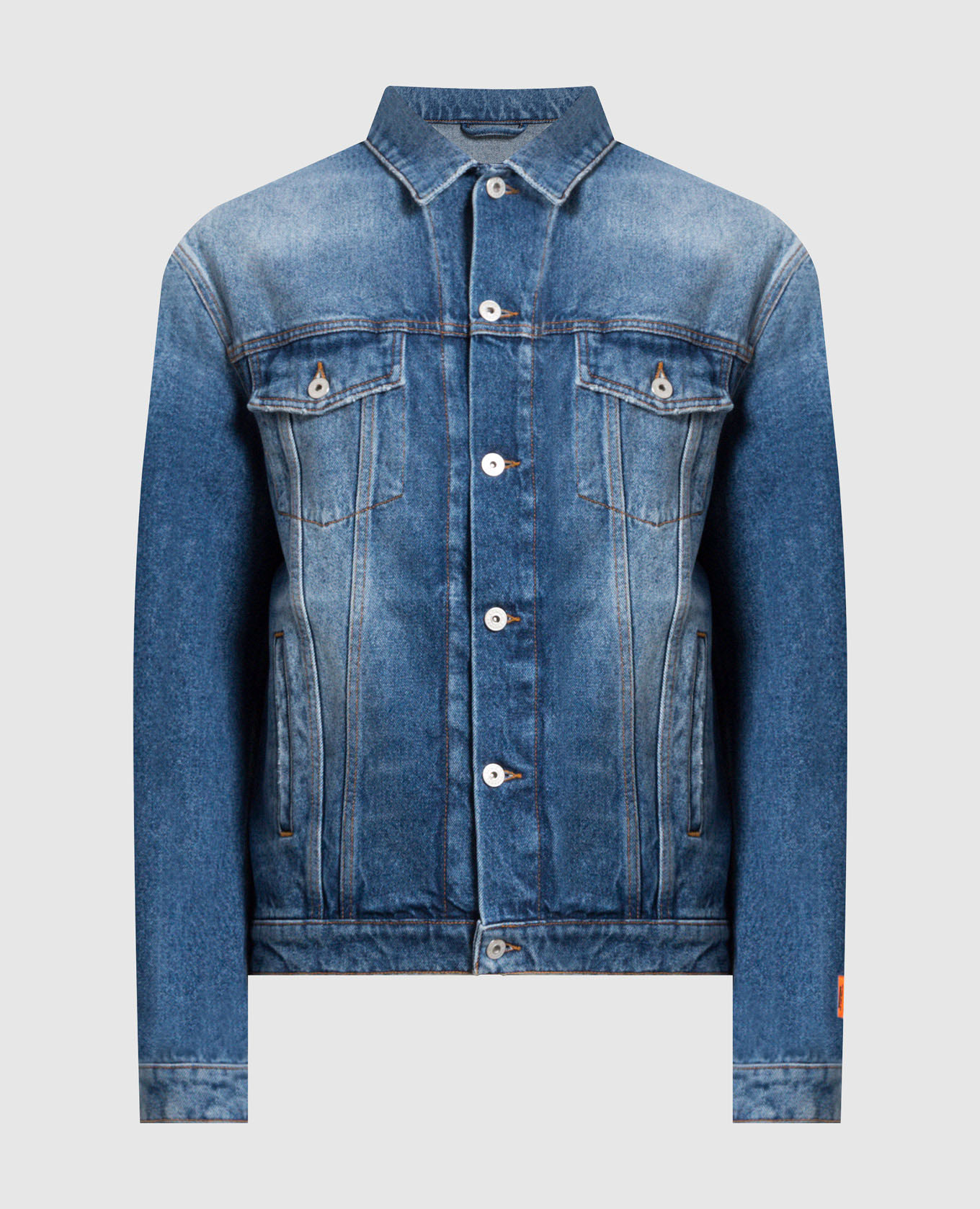 

Синяя джинсовая куртка с эффектом потертости, Синий, Куртки