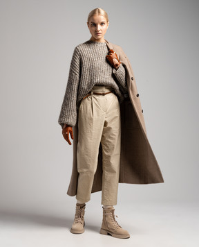 Brunello Cucinelli Бежевые брюки с высокой посадкой M0F79P7216