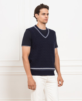 Brunello Cucinelli Синий жилет из кашемира в узор M22705107