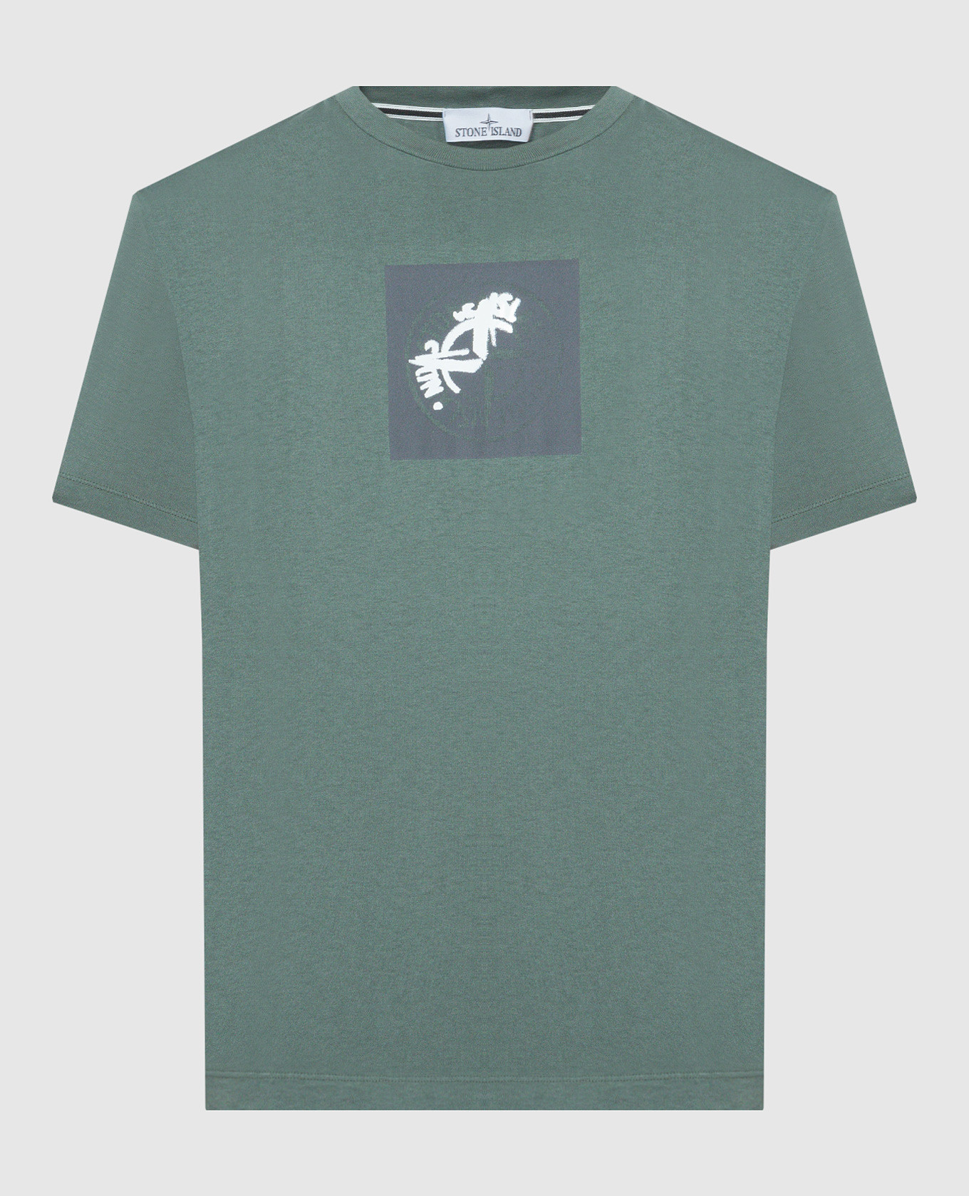 Khaki t-shirt with logo print