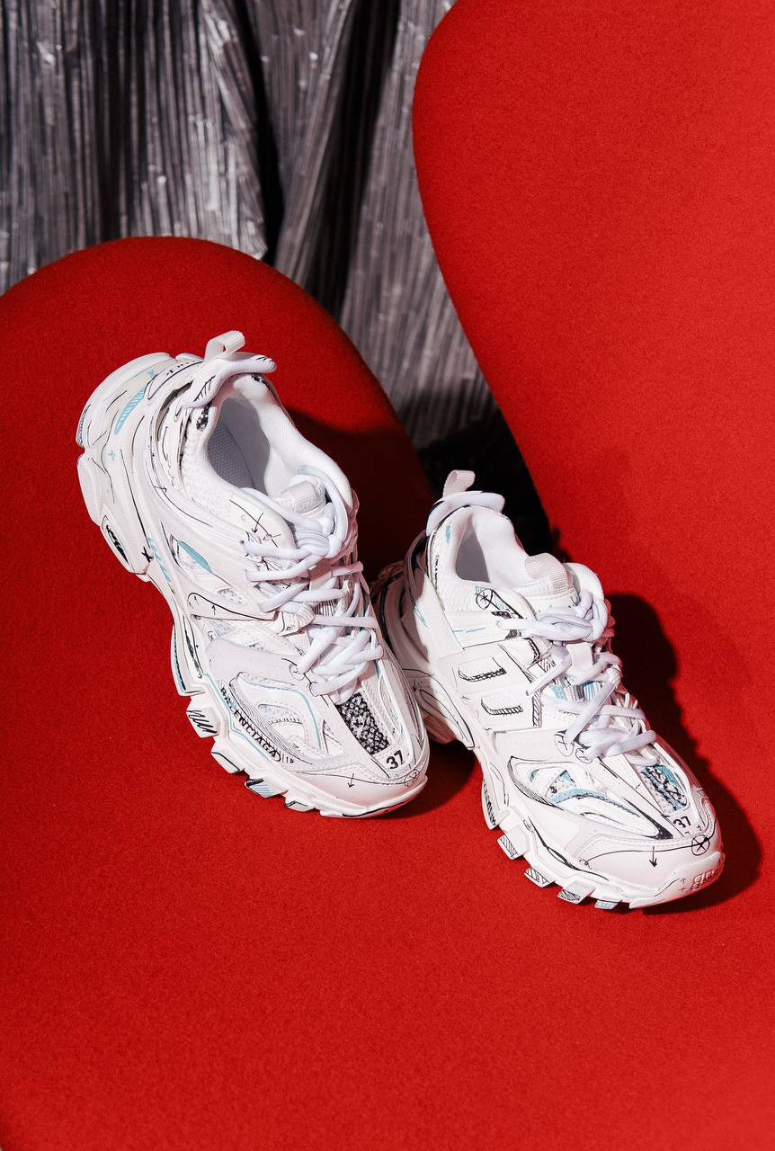 Balenciaga - Белые комбинированные кроссовки Track 542436W3SRA