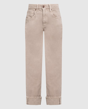 Brunello Cucinelli Коричневі джинси з ланцюжком моніль MPH43P5797