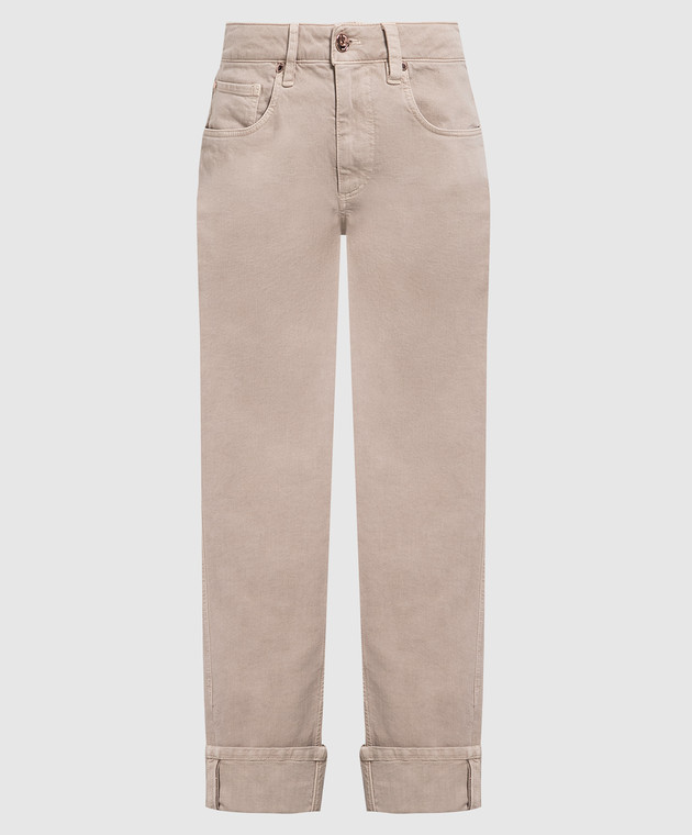 Brunello Cucinelli Brown jeans with monil chain MPH43P5797