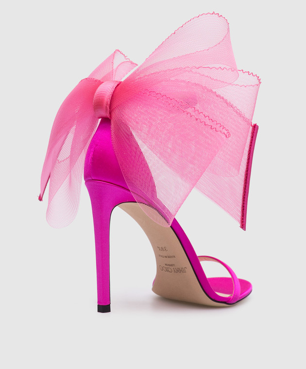 Jimmy Choo Aveline 100 pink satin sandals with bows AVELINE100BAV изображение 3