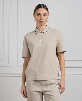 Brunello Cucinelli Бежеве поло з ланцюжком моніль M0T63EM415