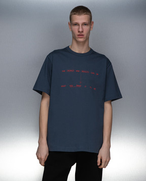 Helmut Lang Синя футболка з принтом SPACE N09HM520
