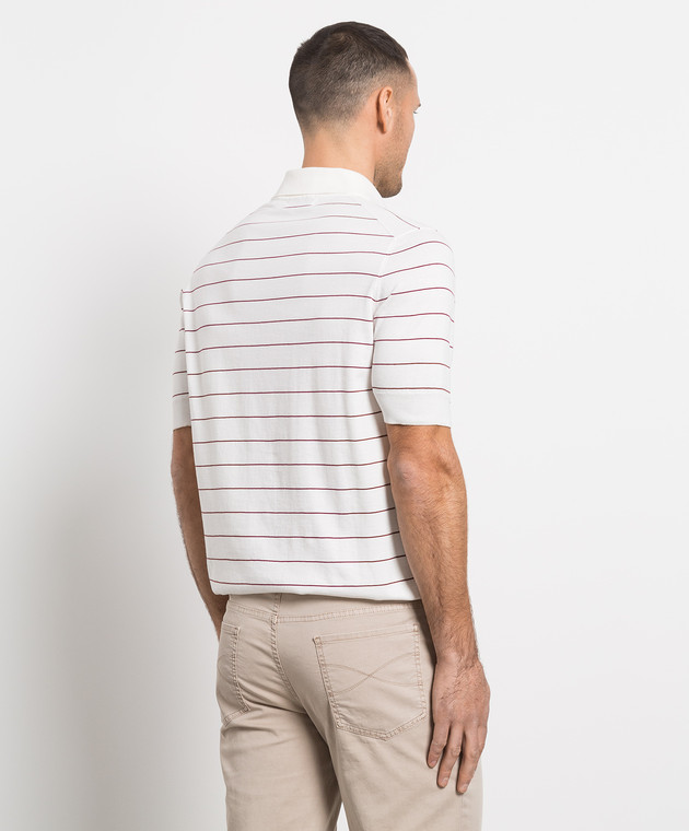 Brunello Cucinelli White striped polo shirt M29804215 изображение 4