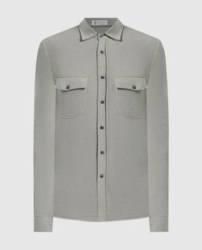 Brunello Cucinelli Бежевая рубашка из шерсти, кашемира и шелка M3600276
