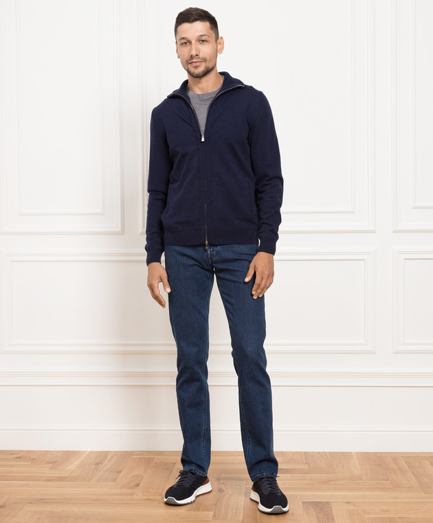 ISAIA - Navy blue cashmere cardigan MG8039YP003 - buy with European ...