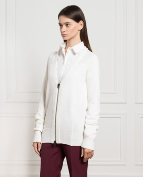 Tom Ford Білий кардиган з вовни з патчем логотипа CAK338YAX579