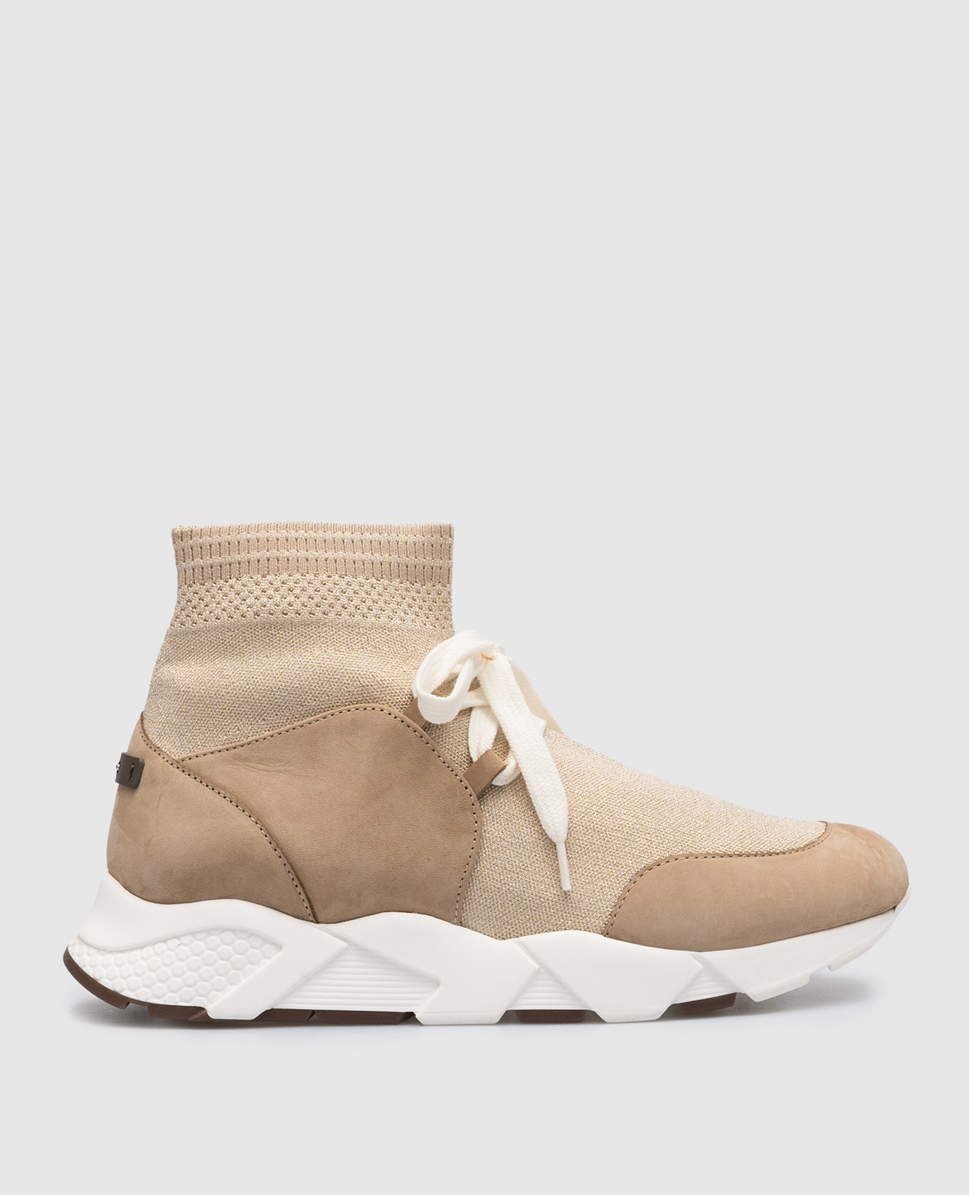 

Бежевые комбинированные кроссовки с люрексом., Бежевый, Кроссовки