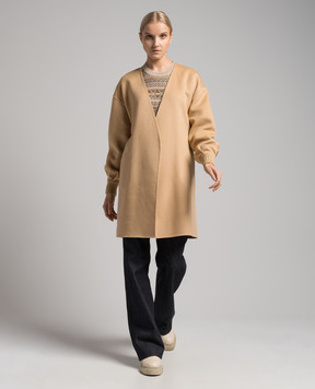Loro Piana Бежевое пальто из кашемира с манжетами FAN2268