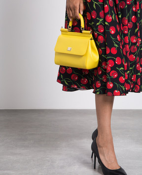 Dolce&Gabbana Жовта шкіряна сумка-сетчел SICILY BB6003A1001