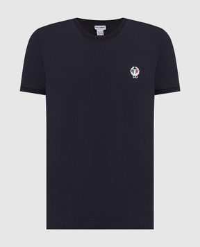 Dolce&Gabbana Темно-синяя футболка с вышивкой логотипа M8C03JFUECG