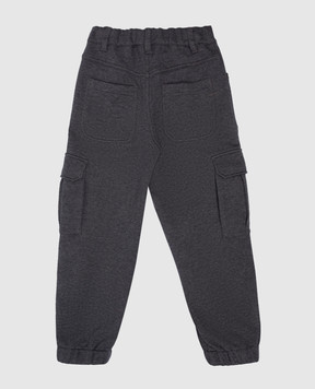 Brunello Cucinelli Дитячі сірі джогери-карго з ланцюжком моніль BD991P097B