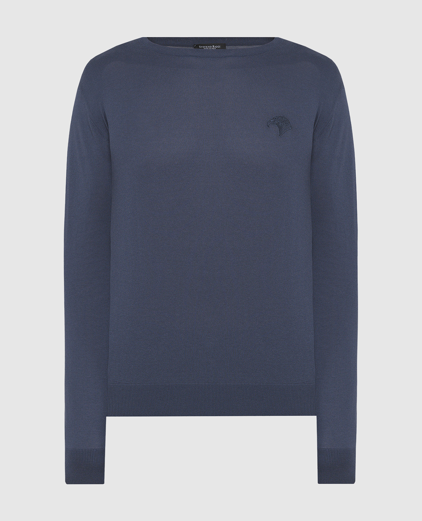 Blue jumper with logo emblem embroidery